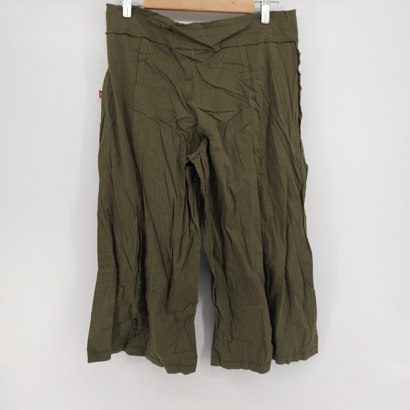 XCVI Wearables Khaki Cropped Cotton Spandex Bohemian Wide Leg Pants - Picture 6 of 8